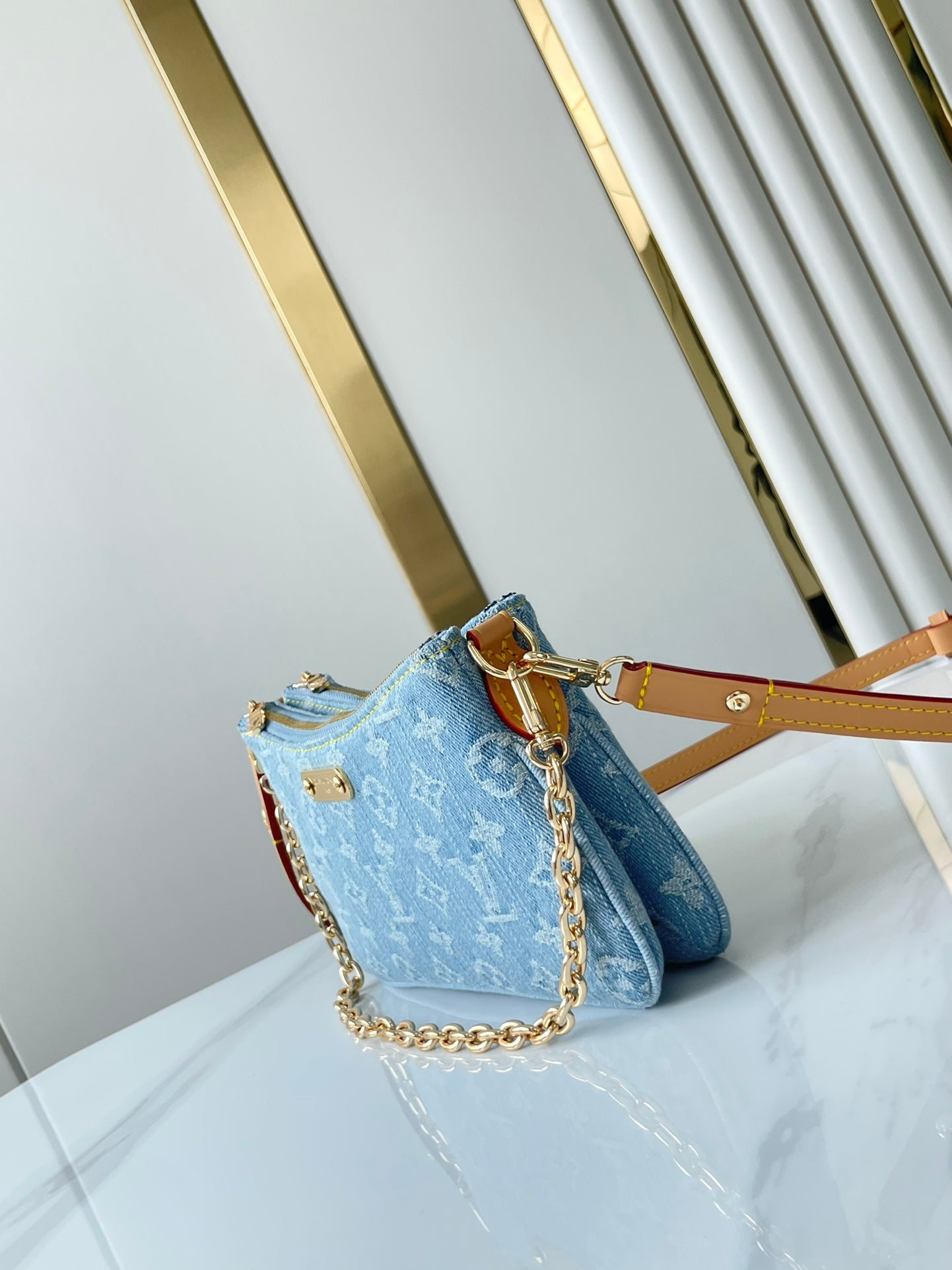 LIV POCHETTE 24 IN BLUE MONOGRAM DENIM GOLD HARDWARE mysite