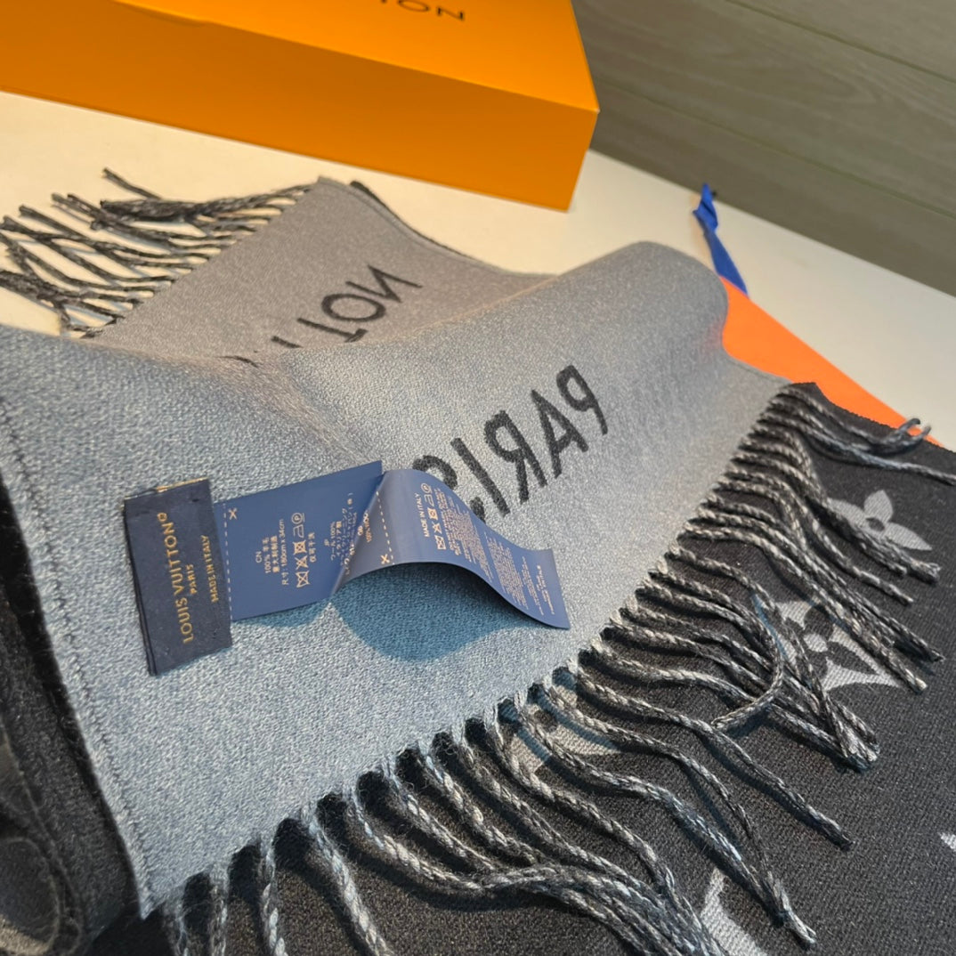 ALL ABOUT MONOGRAM SCARF 185 CM IN BLACK WOOL 394497 mysite