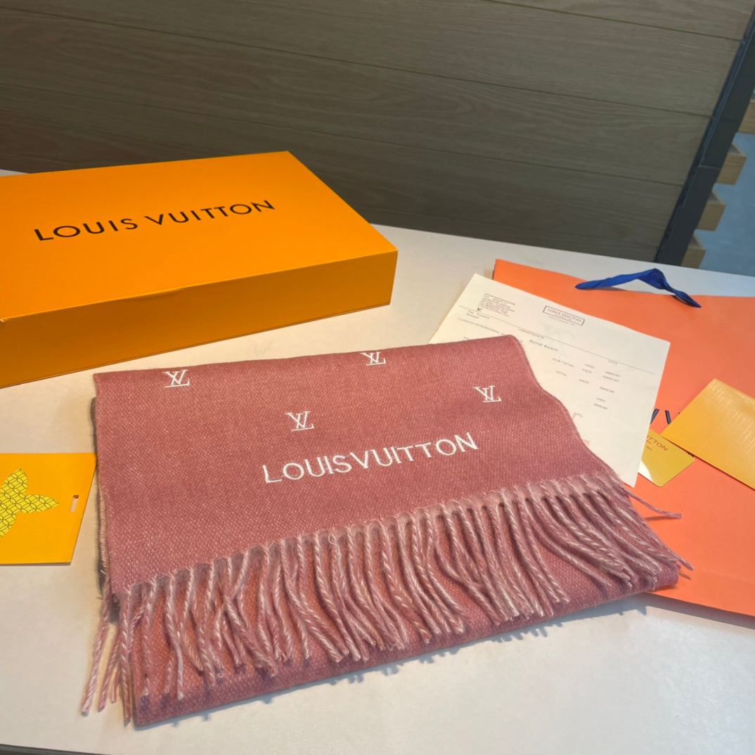 SCARF 190 CM IN SALMON PINK CASHMERE WITH WHITE LOGO 396328 mysite