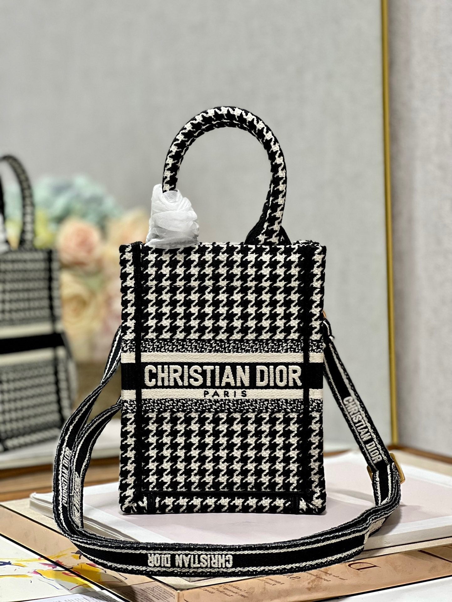 CD Mini Book Tote 13.5 cm Black Beige 336419