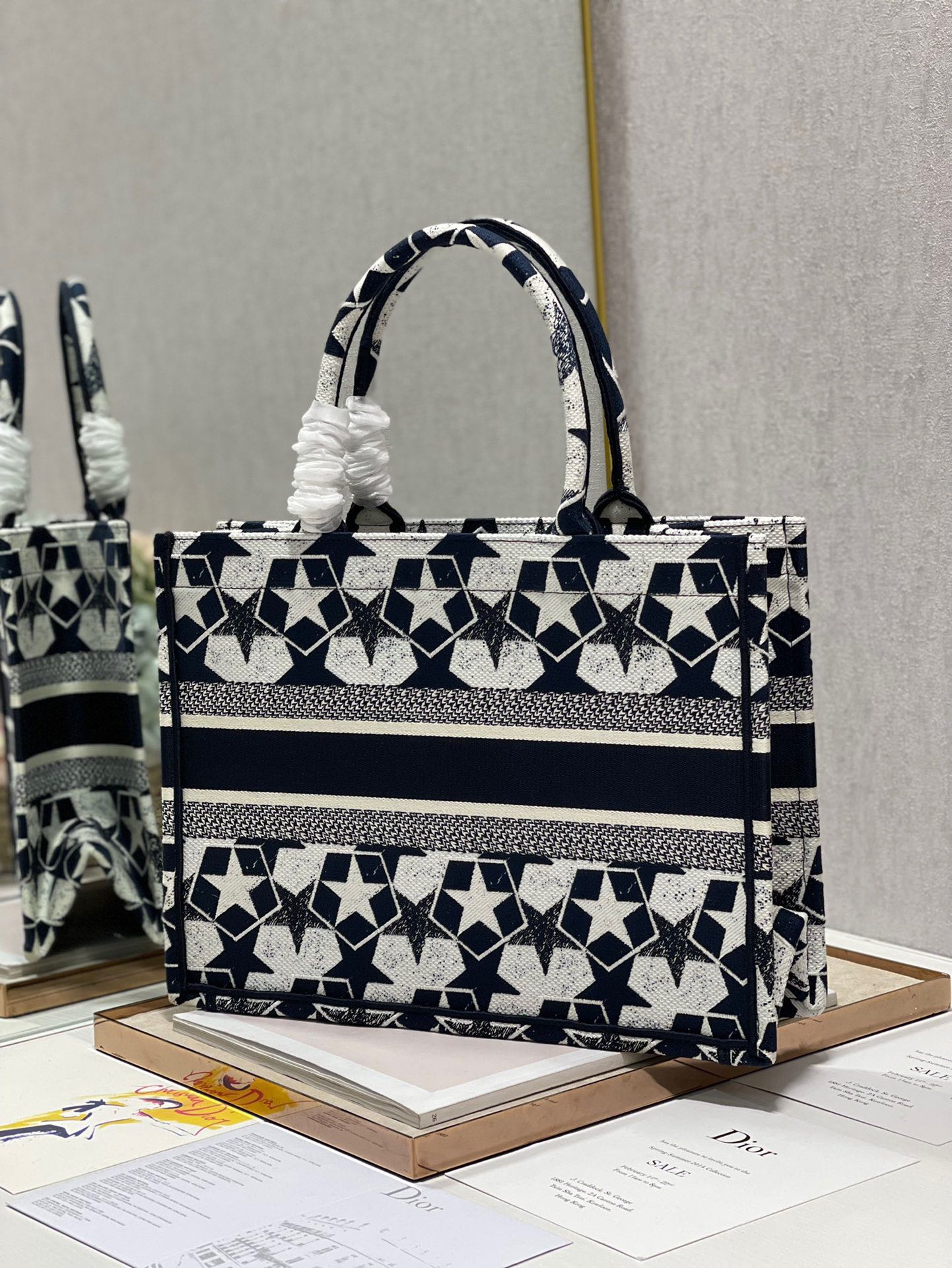 CD Five-pointed Star Book Tote 36cm Bag Blue White Canvas 336522 mysite