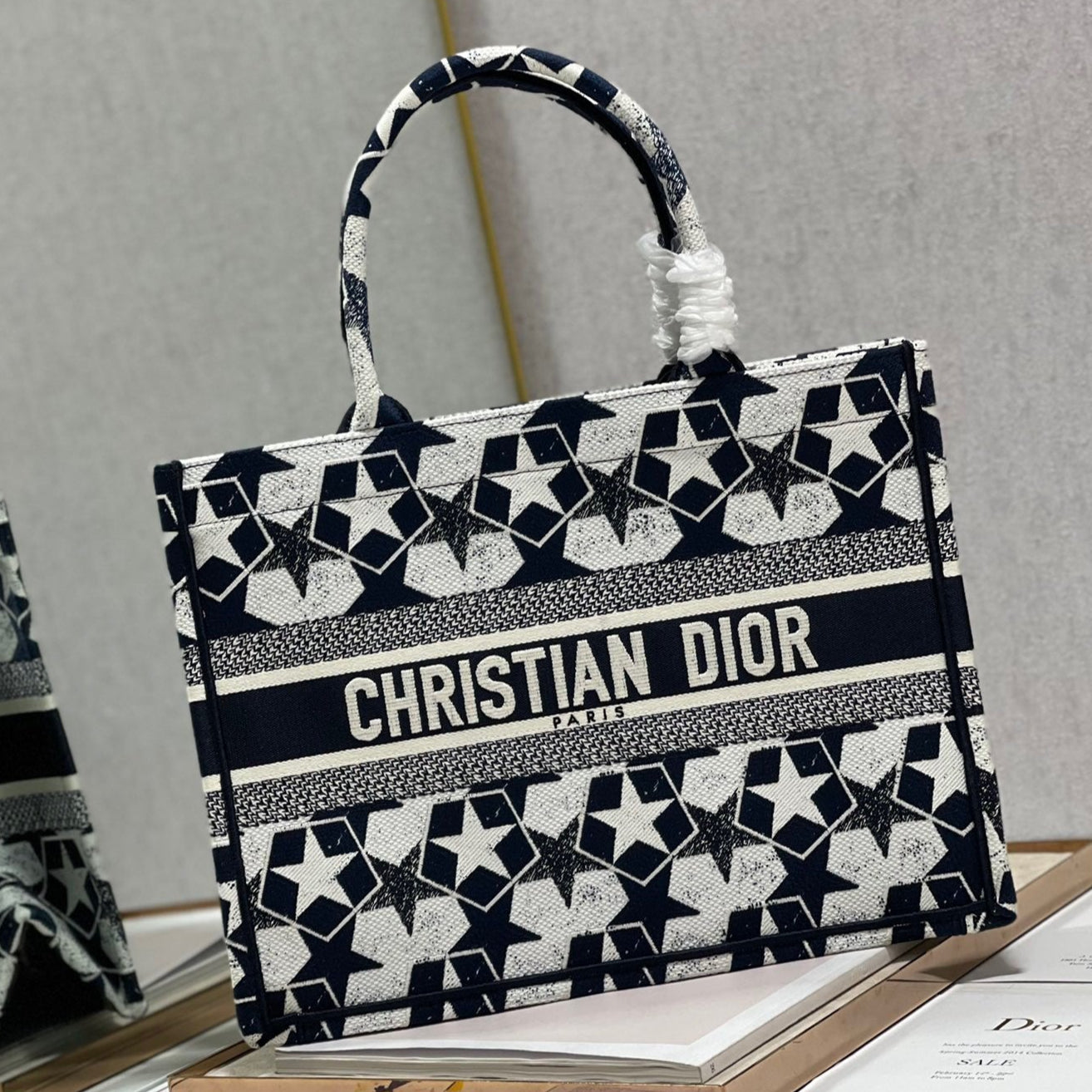CD Five-pointed Star Book Tote 36cm Bag Blue White Canvas 336522 mysite