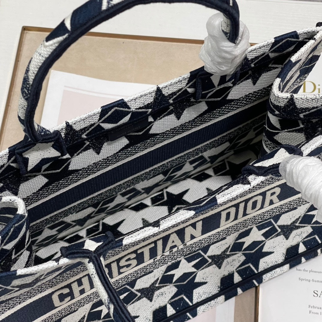 CD Five-pointed Star Book Tote 36cm Bag Blue White Canvas 336522 mysite