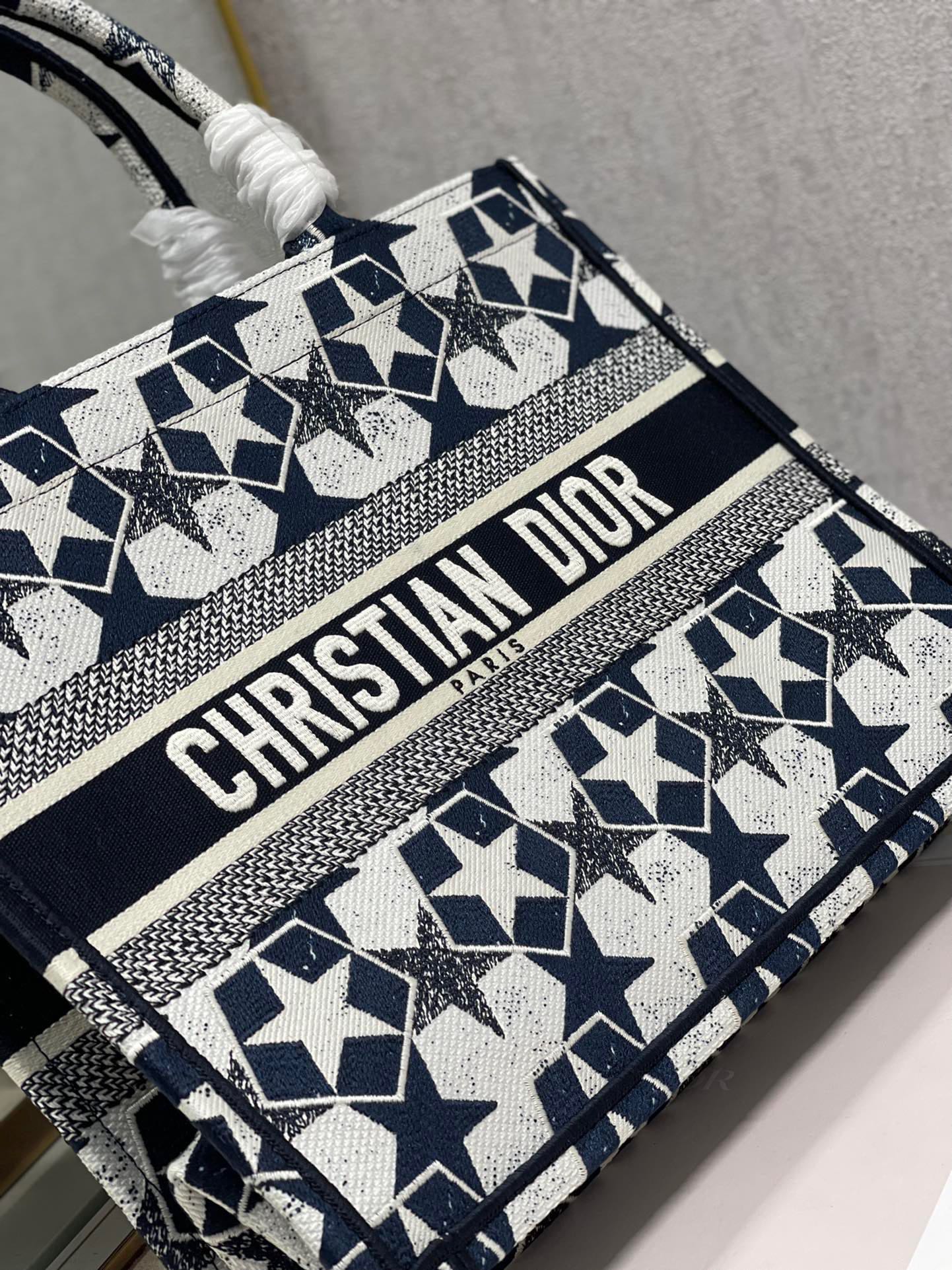 CD Five-pointed Star Book Tote 36cm Bag Blue White Canvas 336522 mysite