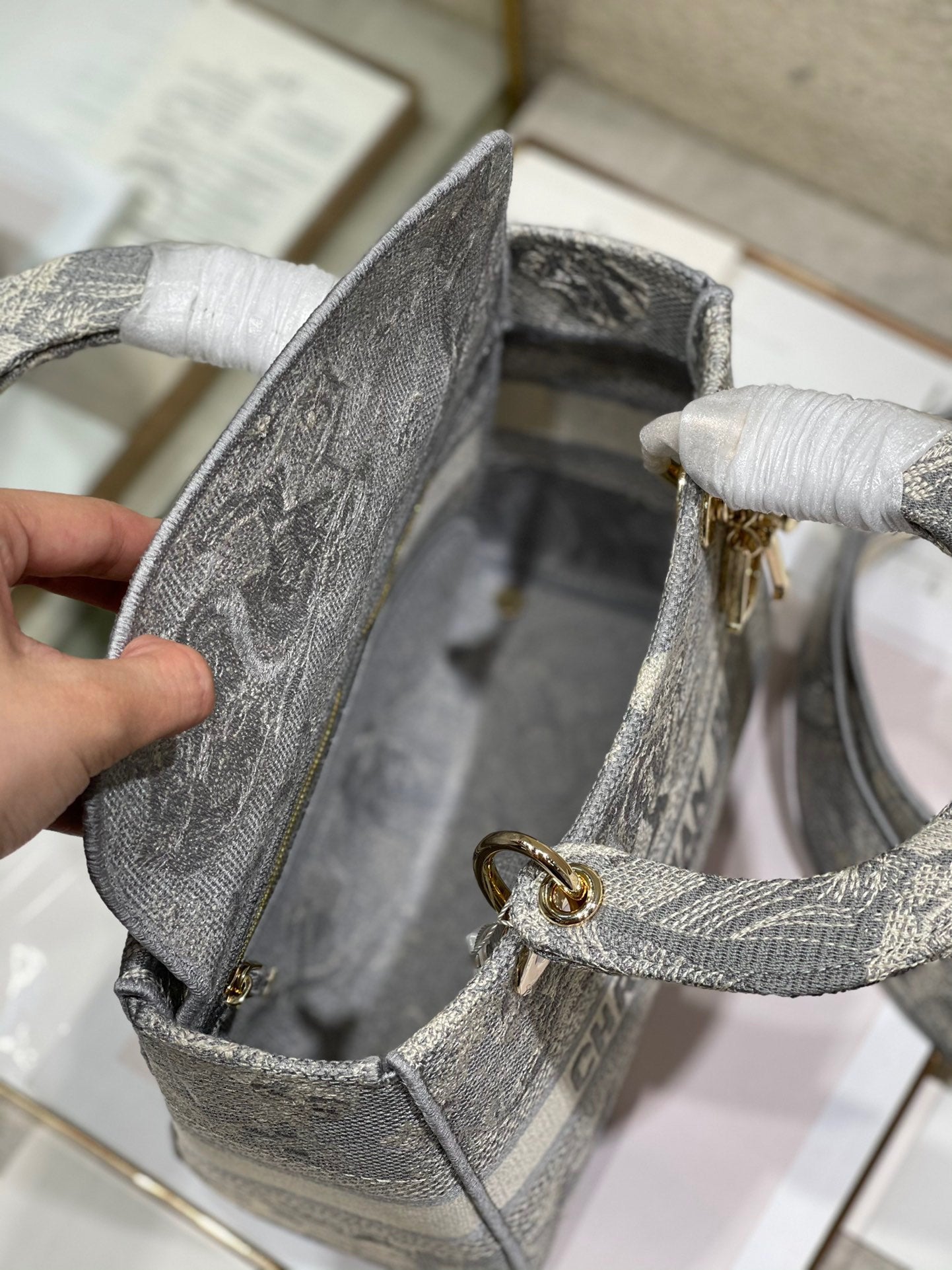 CD Gray Tiger 24 Lady Dior Bag Canvas 336660 mysite