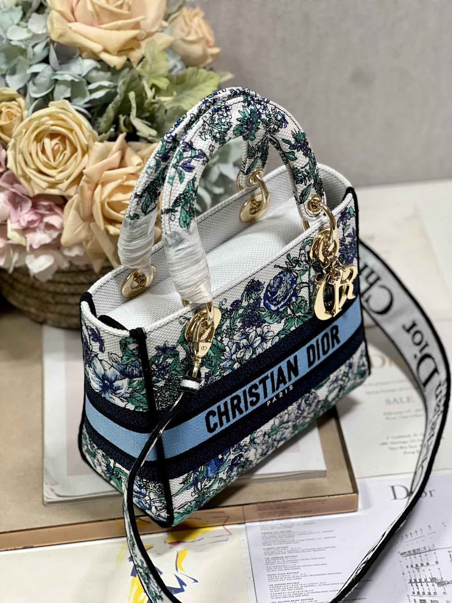 CD Butterfly Love Flower Blue 24 Lady Dior Bag Canvas 336667 mysite