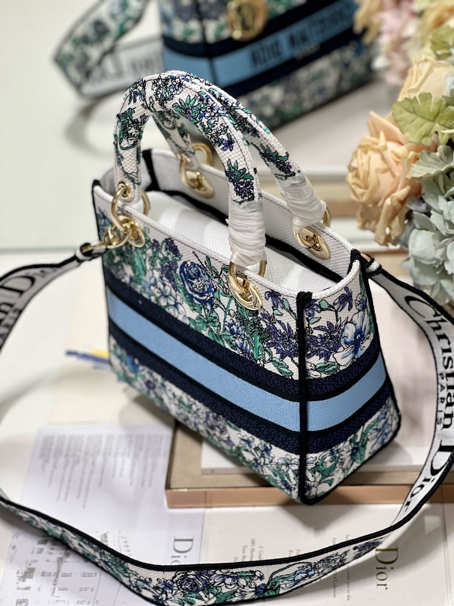 CD Butterfly Love Flower Blue 24 Lady Dior Bag Canvas 336667 mysite
