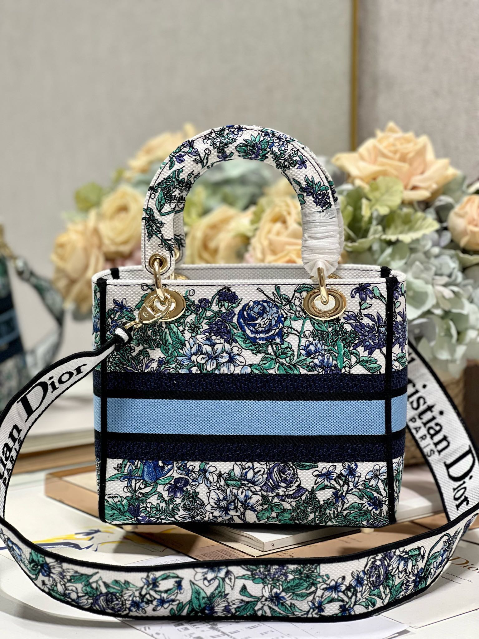 CD Butterfly Love Flower Blue 24 Lady Dior Bag Canvas 336667 mysite