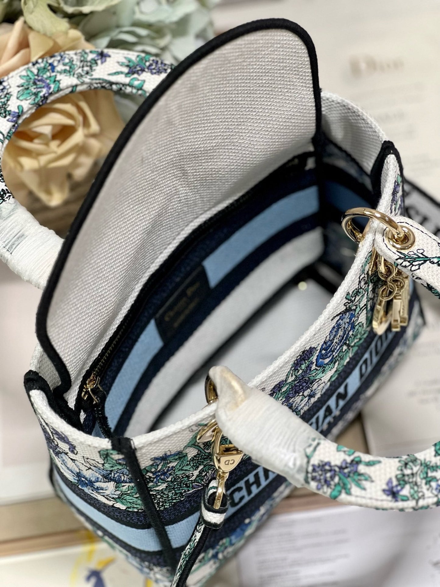 CD Butterfly Love Flower Blue 24 Lady Dior Bag Canvas 336667 mysite