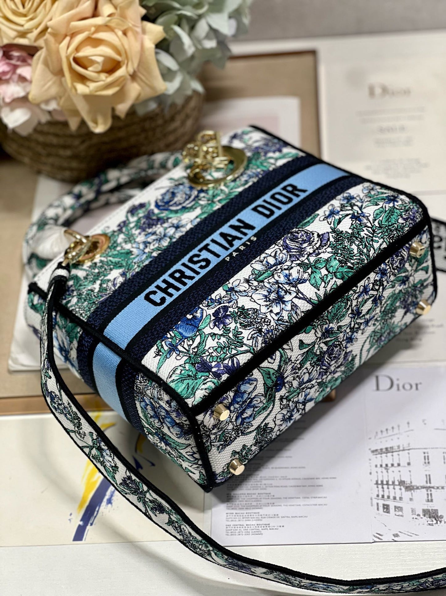 CD Butterfly Love Flower Blue 24 Lady Dior Bag Canvas 336667 mysite