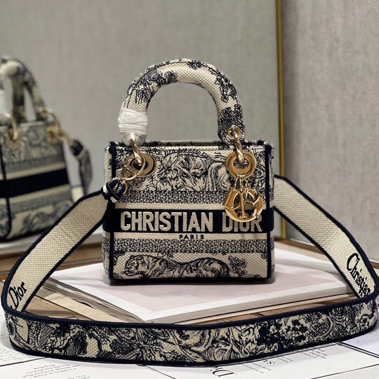 CD Old Blue Tiger 17 Lady Dior Bag Canvas 336742 mysite