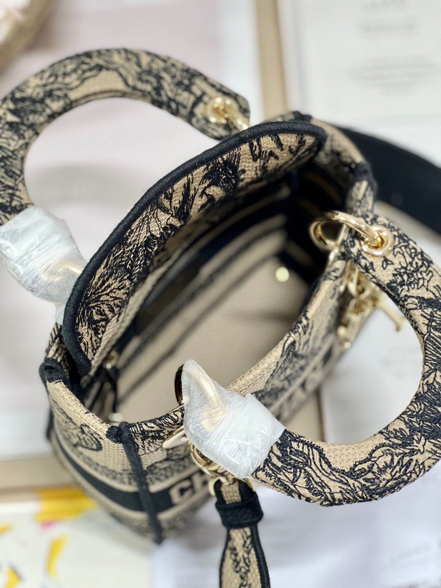 CD Elephant Apricot 17 Lady Dior Bag Canvas 336749 mysite