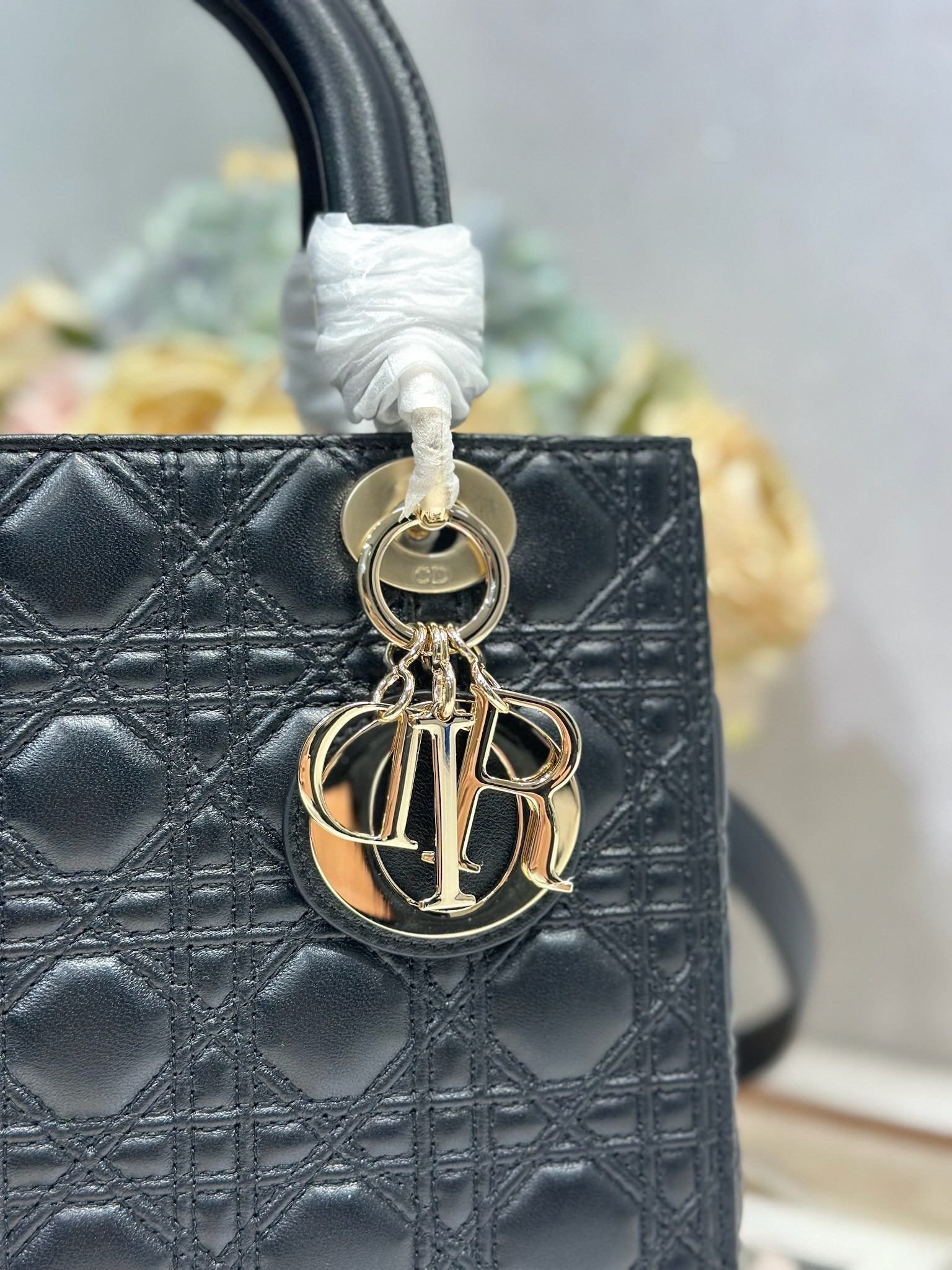 CD Medium Lady Dior 24 Bag Black Lambskin mysite