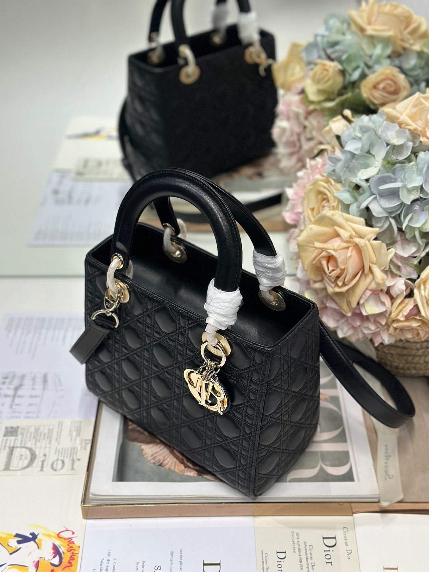 CD Medium Lady Dior 24 Bag Black Lambskin mysite