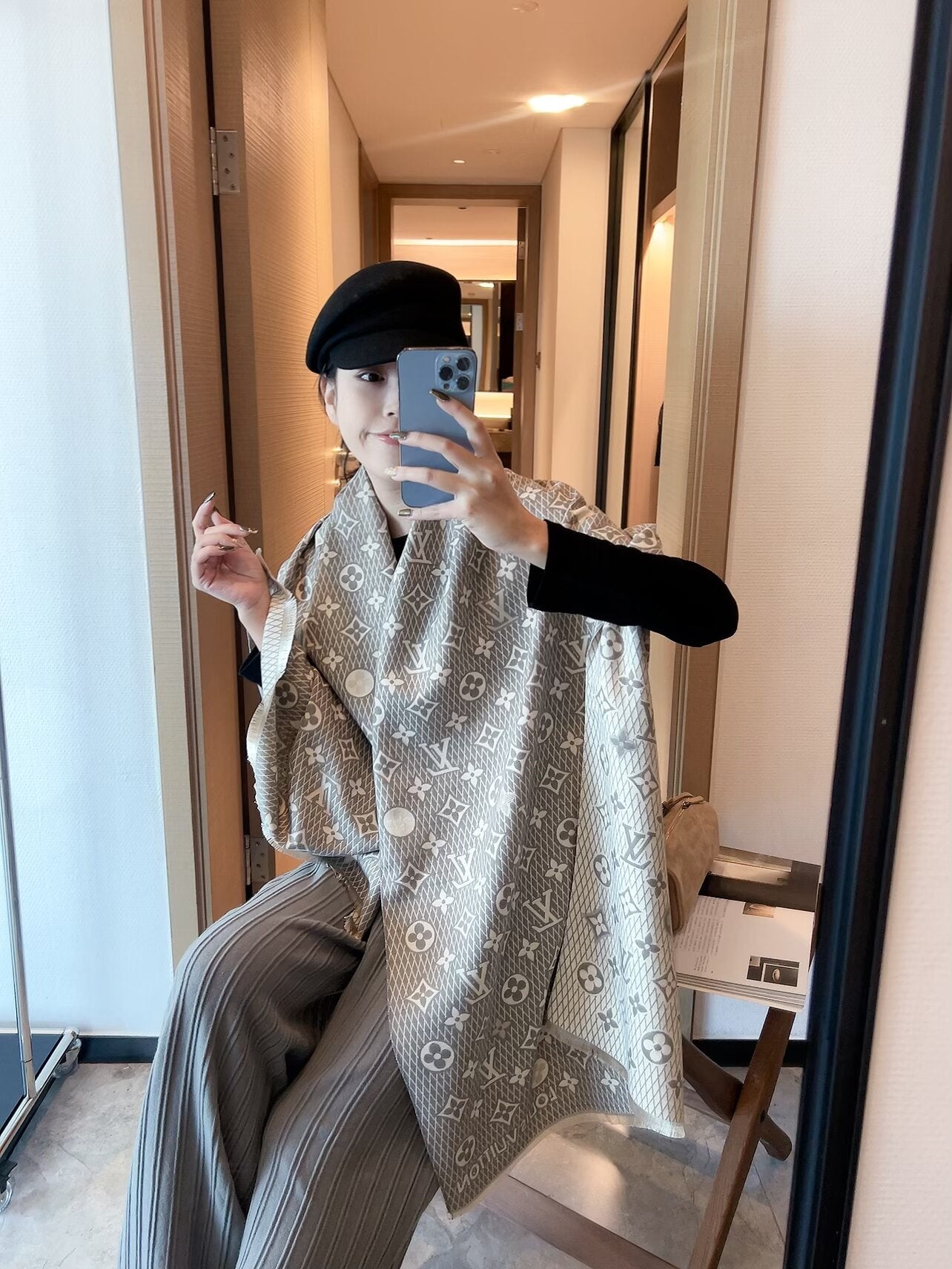 Double-sided jacquard plaid scarf mysite