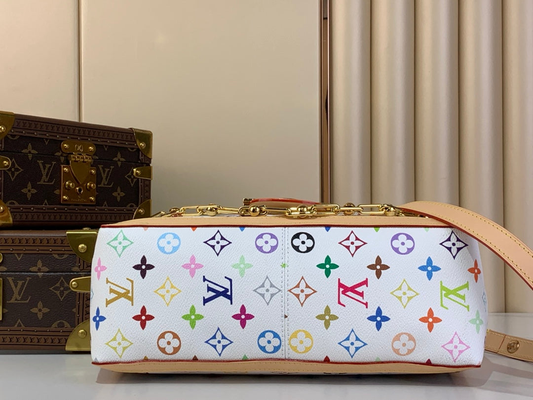 LV x TM Dauphine Soft GM 28cm White Multicolored Cowhide-leather trim mysite