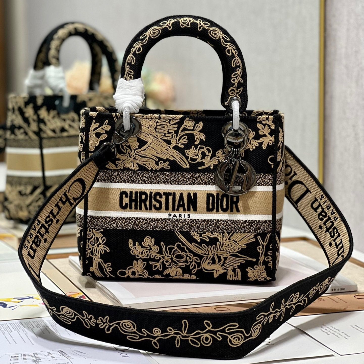 CD Black Phoenix 24 Lady Dior Bag Canvas 336712 mysite