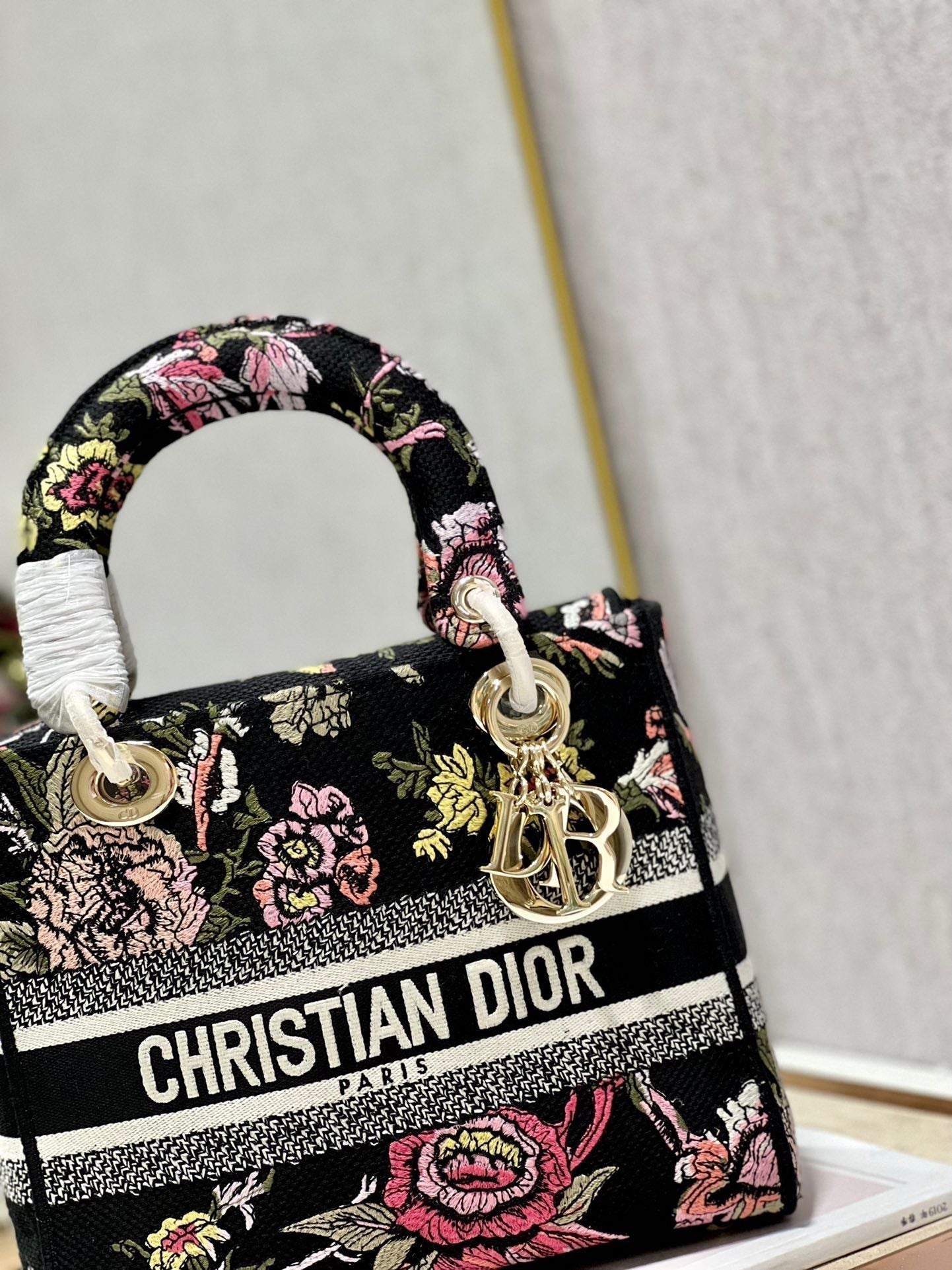 CD Glenflower Black 24 Lady Dior Bag Canvas 336727 mysite