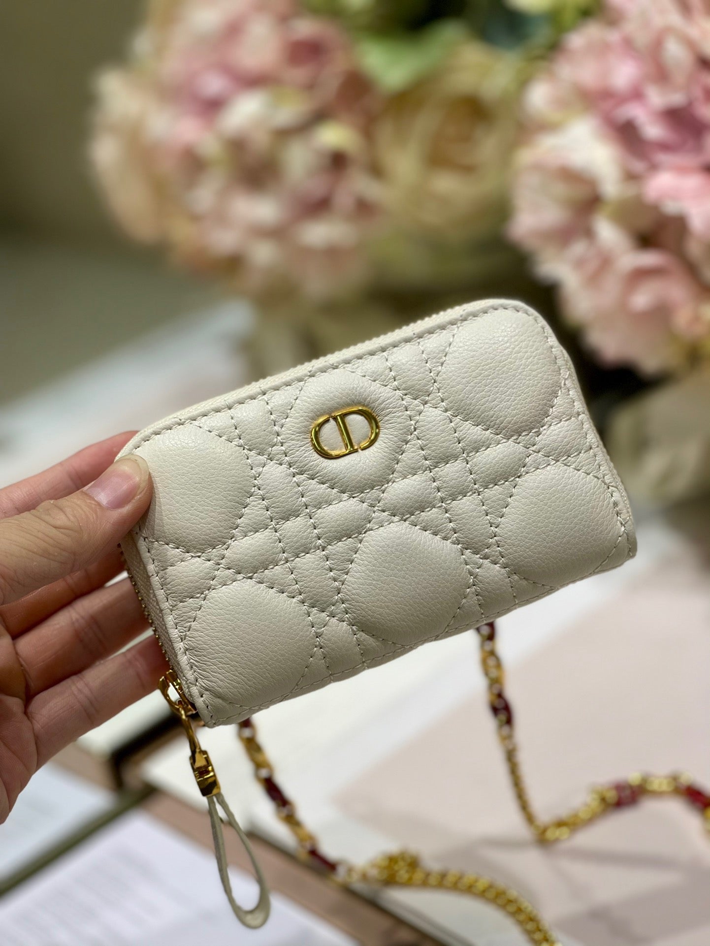 CD Mini Dior Caro Zip Clutch Ivory Calfskin 336786 mysite