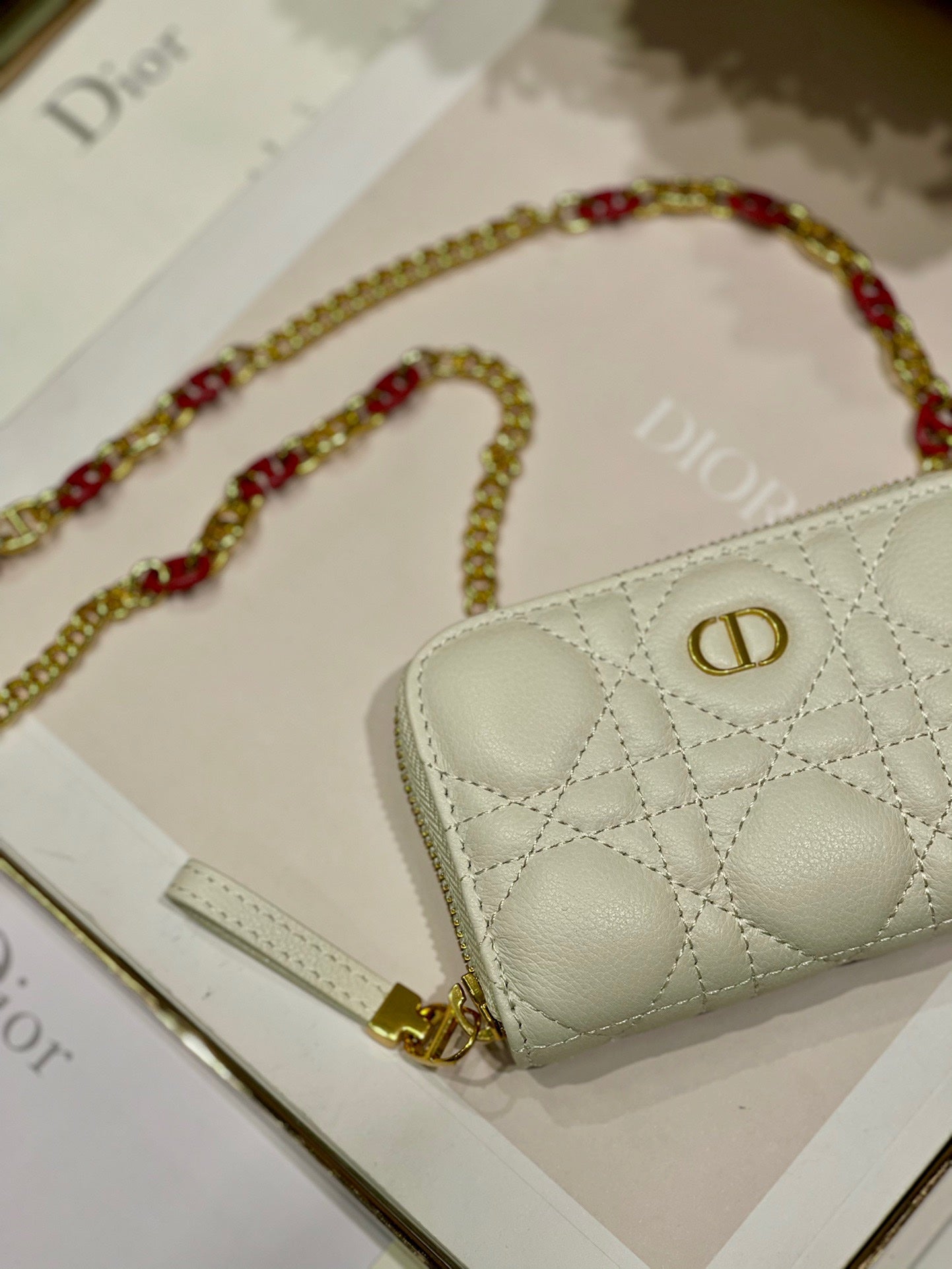 CD Mini Dior Caro Zip Clutch Ivory Calfskin 336786 mysite