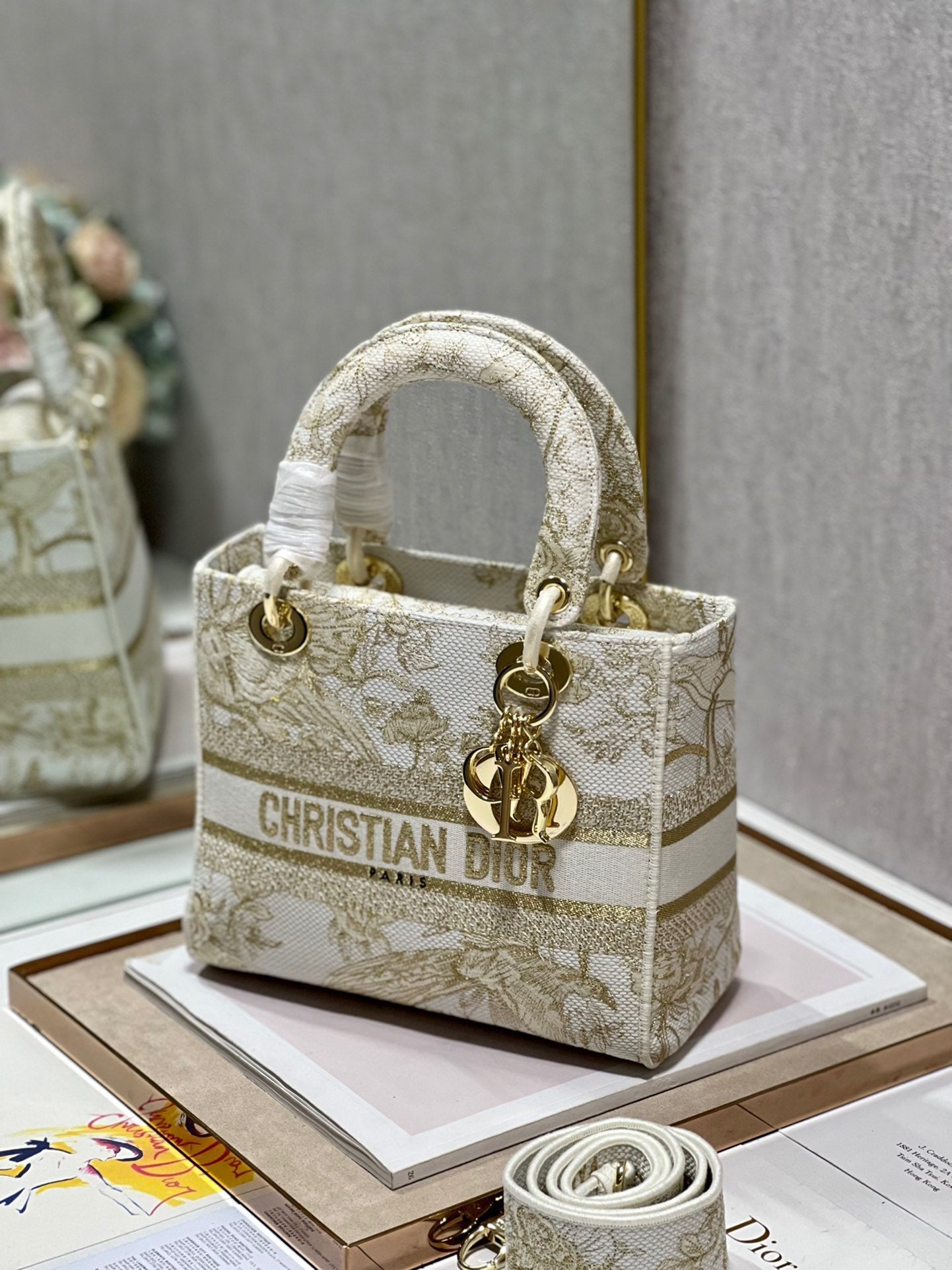 CD Golden Magpie 24 Lady Dior Bag Canvas 336736 mysite