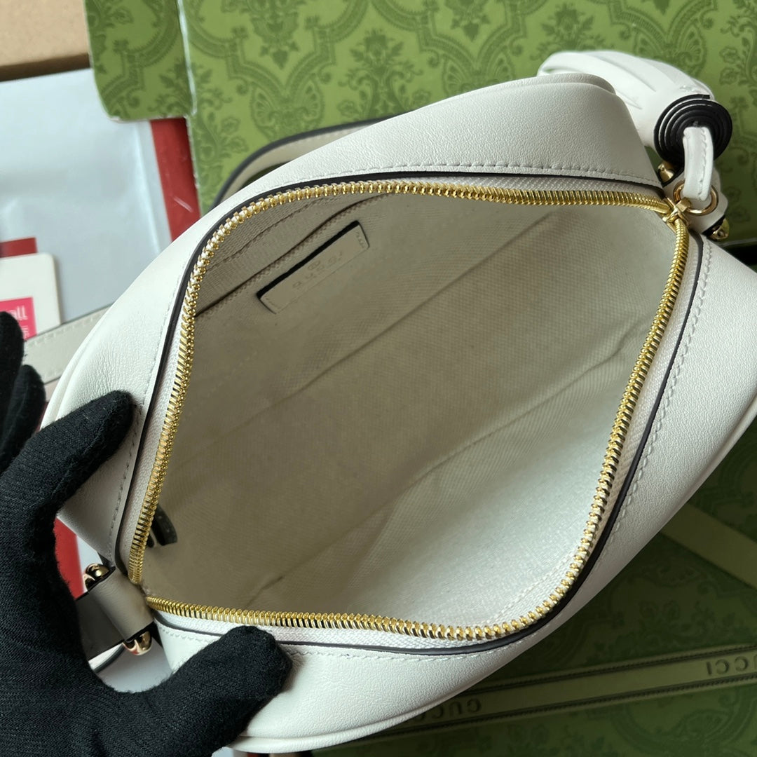 Gucci Blondie Small Shoulder White Leather Bag - 21x15.5x5cm mysite