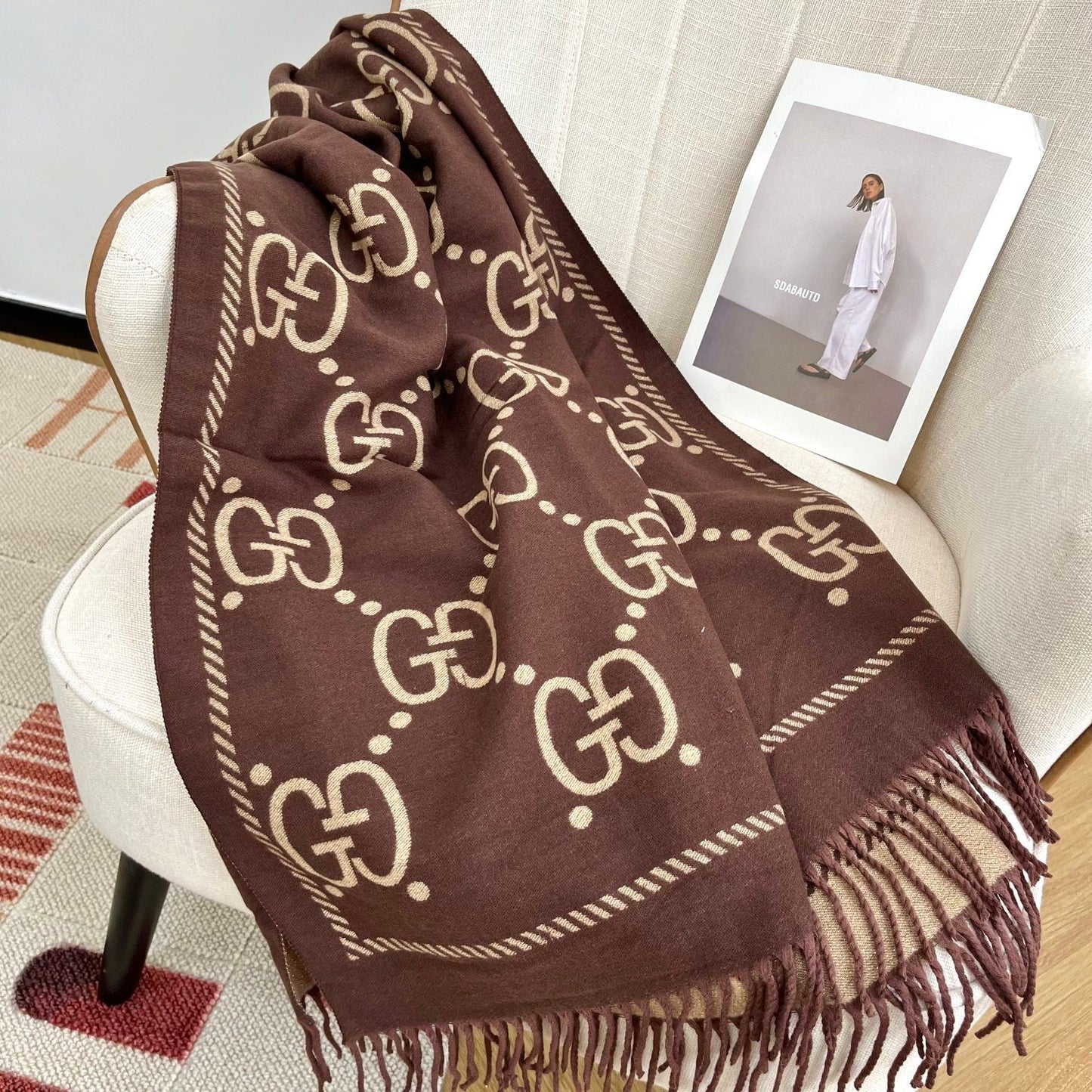 Classic Mink and Silver Fringe Scarf Shawl mysite