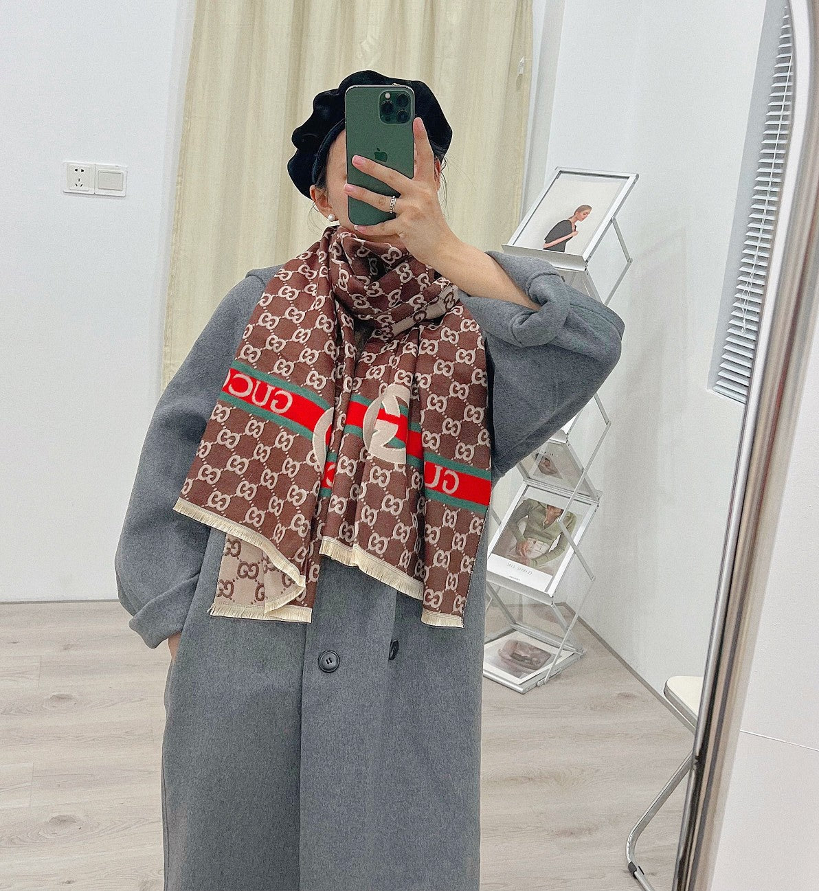Classic Full Logo Jacquard Warm Scarf Shawl mysite
