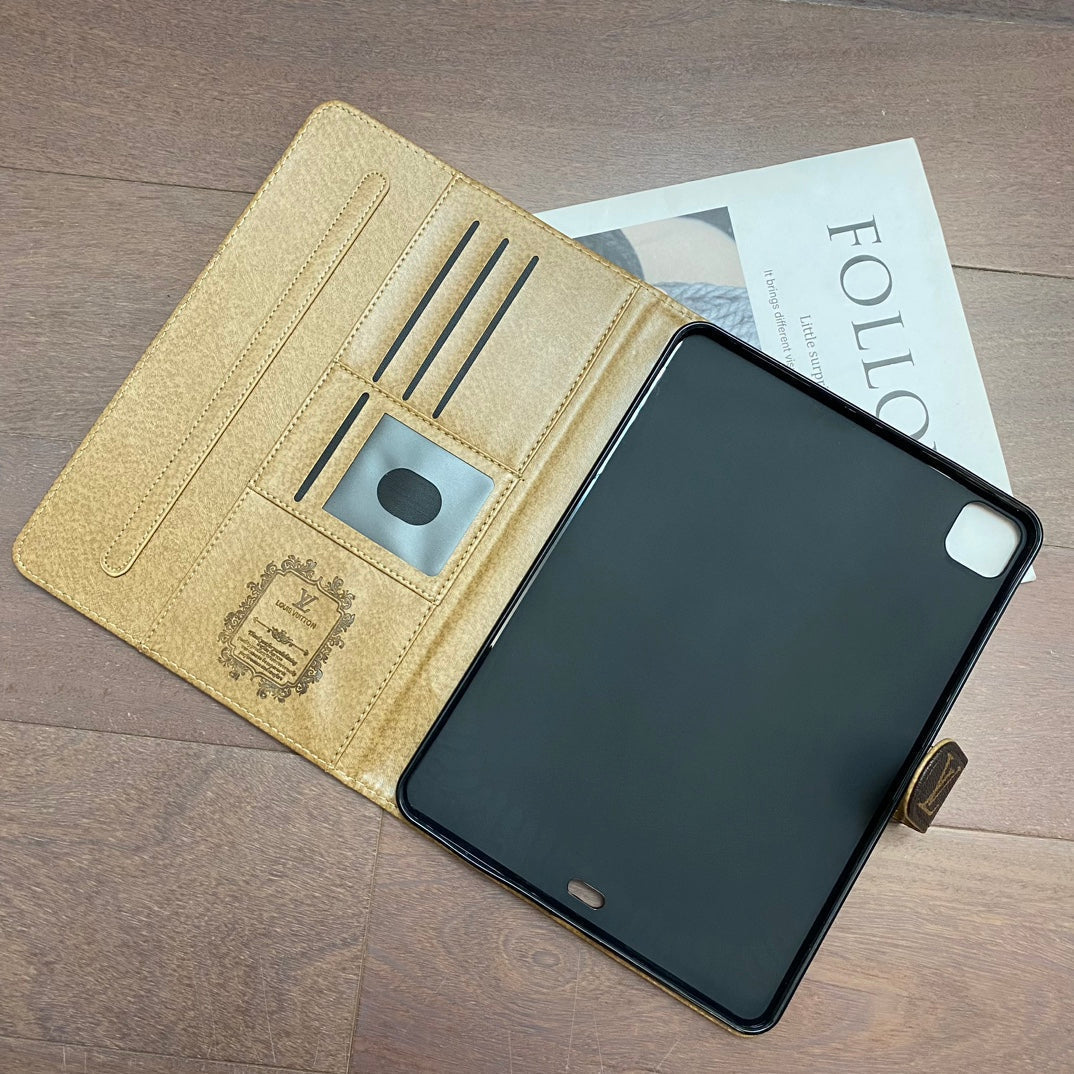Luxury Canvas Monogram Leather Fresh Summer Theme Pattern Apple iPad case Black mysite