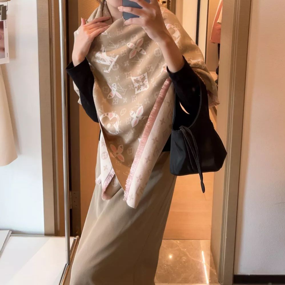 Two-Tone Monogram Jacquard Cashmere Scarf mysite