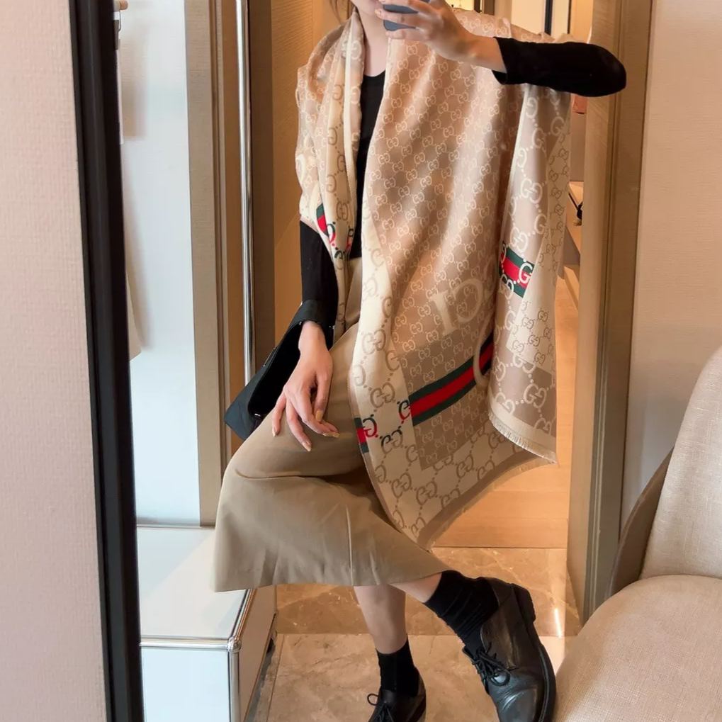 Color Block Logo Jacquard Cashmere Scarf mysite