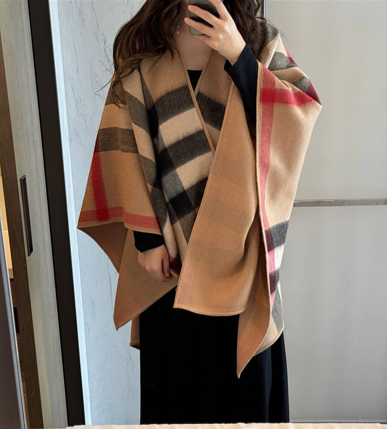 Double-sided Wool Plaid Cape mysite