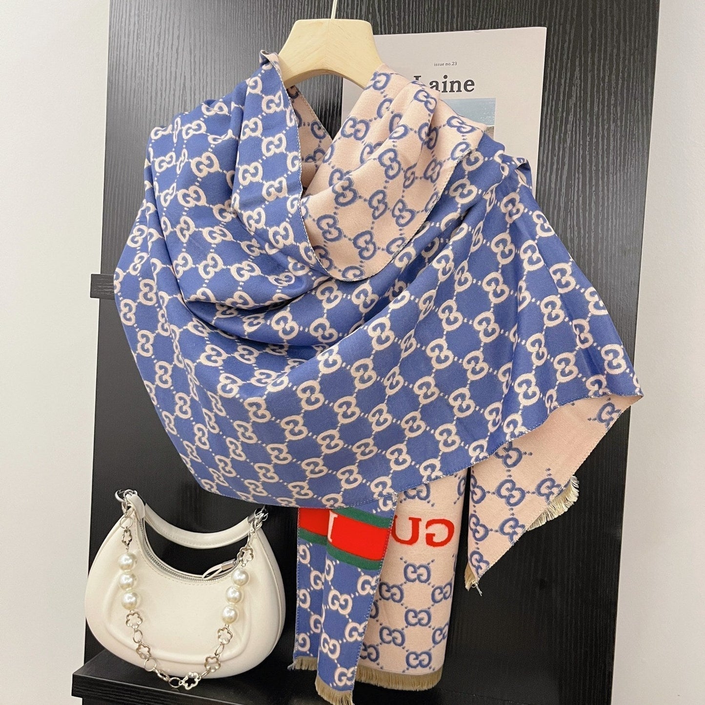 Classic Full Logo Jacquard Warm Scarf Shawl mysite