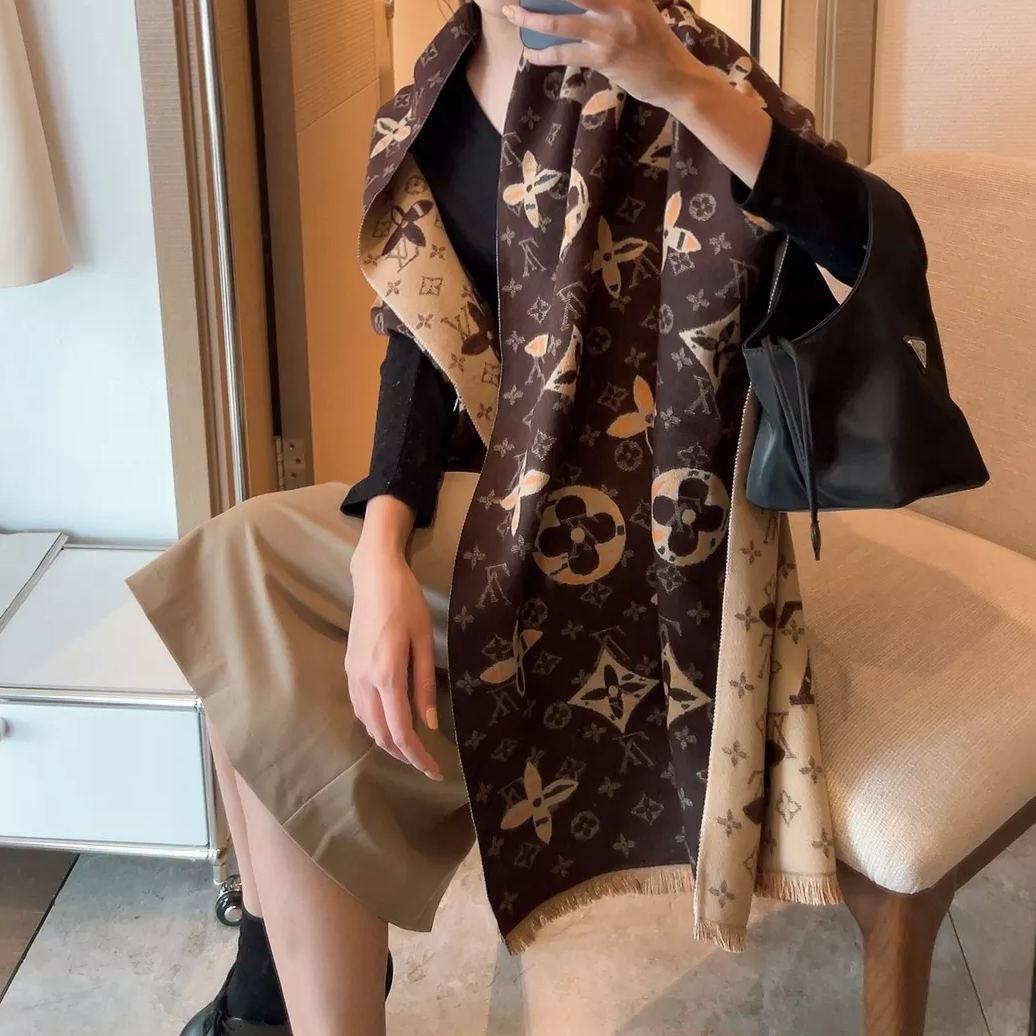 Two-Tone Monogram Jacquard Cashmere Scarf mysite