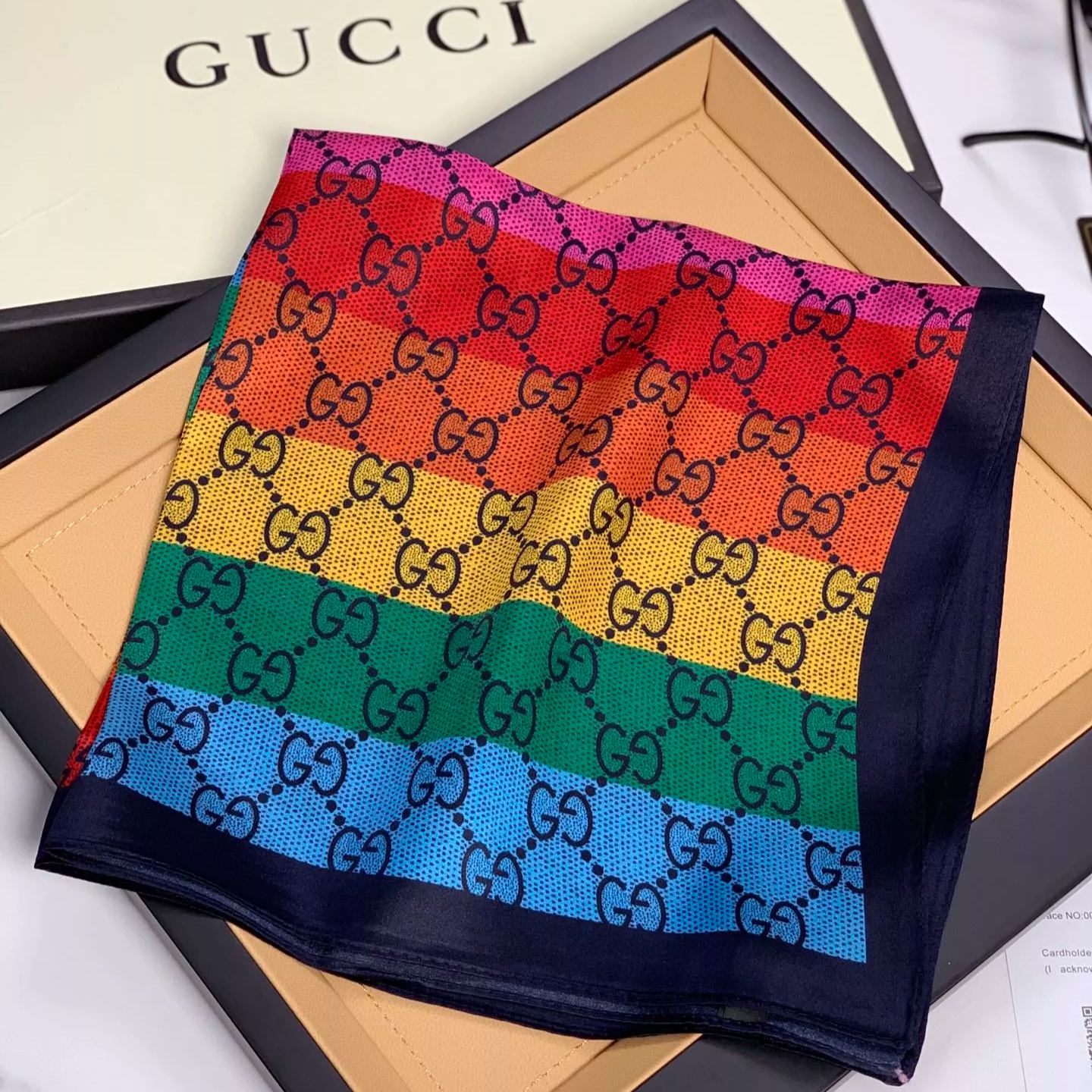 Multicolor Monogram Letter Square Scarf mysite