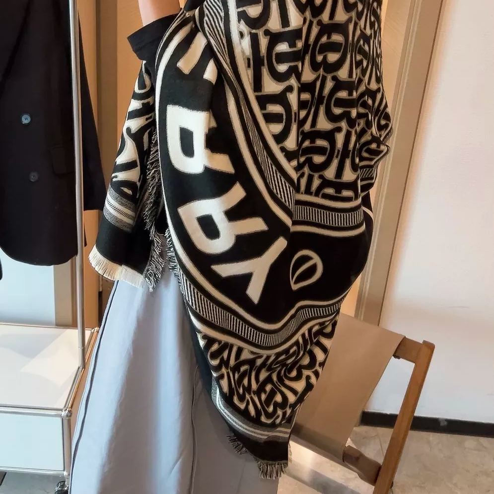 Classic Monogram Letter Cashmere Square Scarf mysite