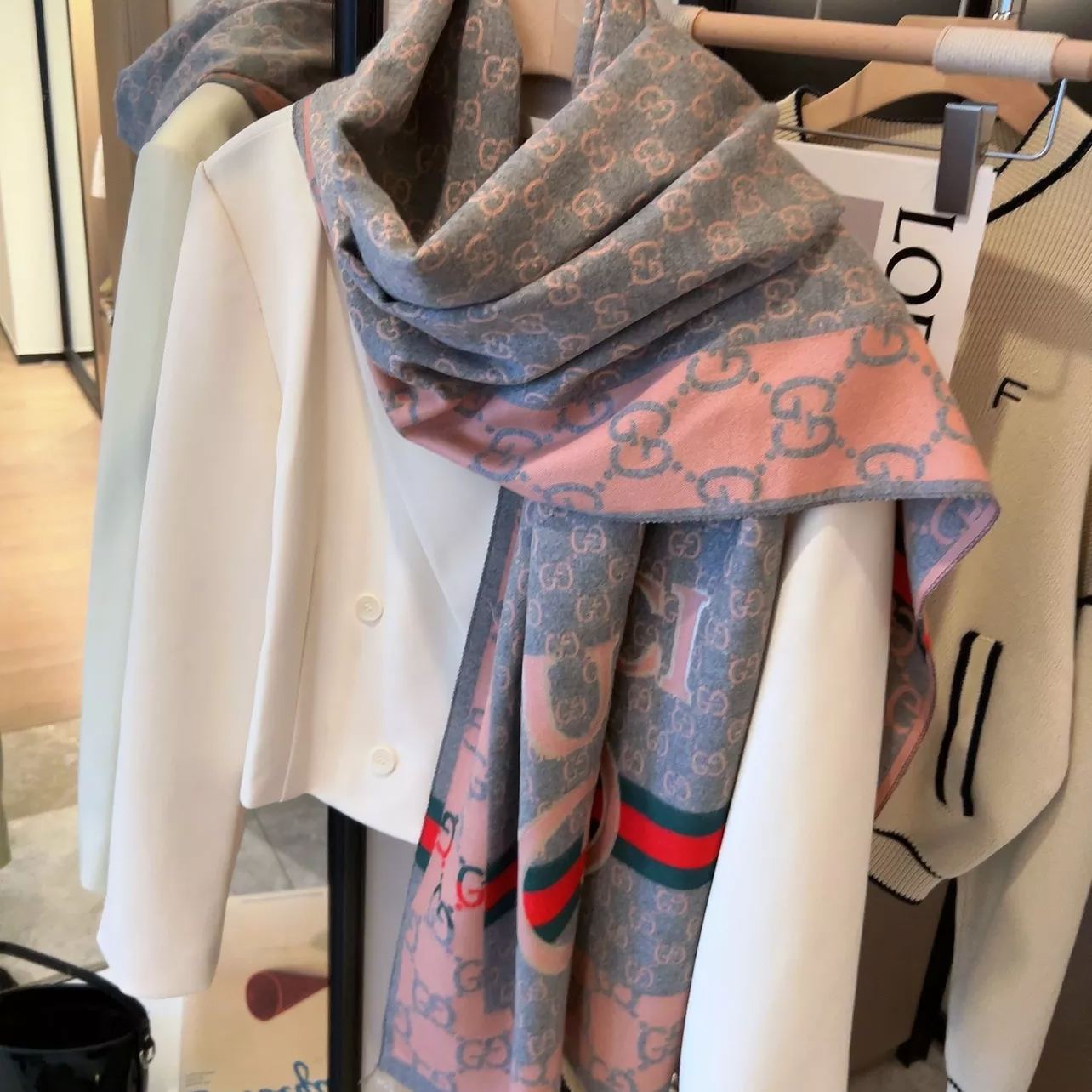 Color Block Logo Jacquard Cashmere Scarf mysite