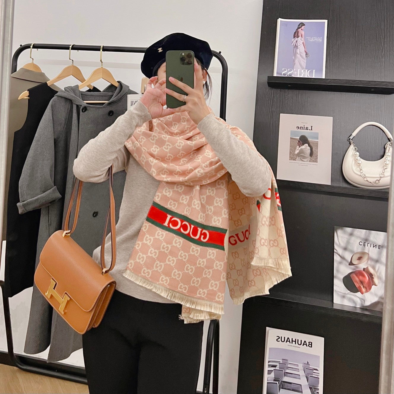 Classic Full Logo Jacquard Warm Scarf Shawl mysite