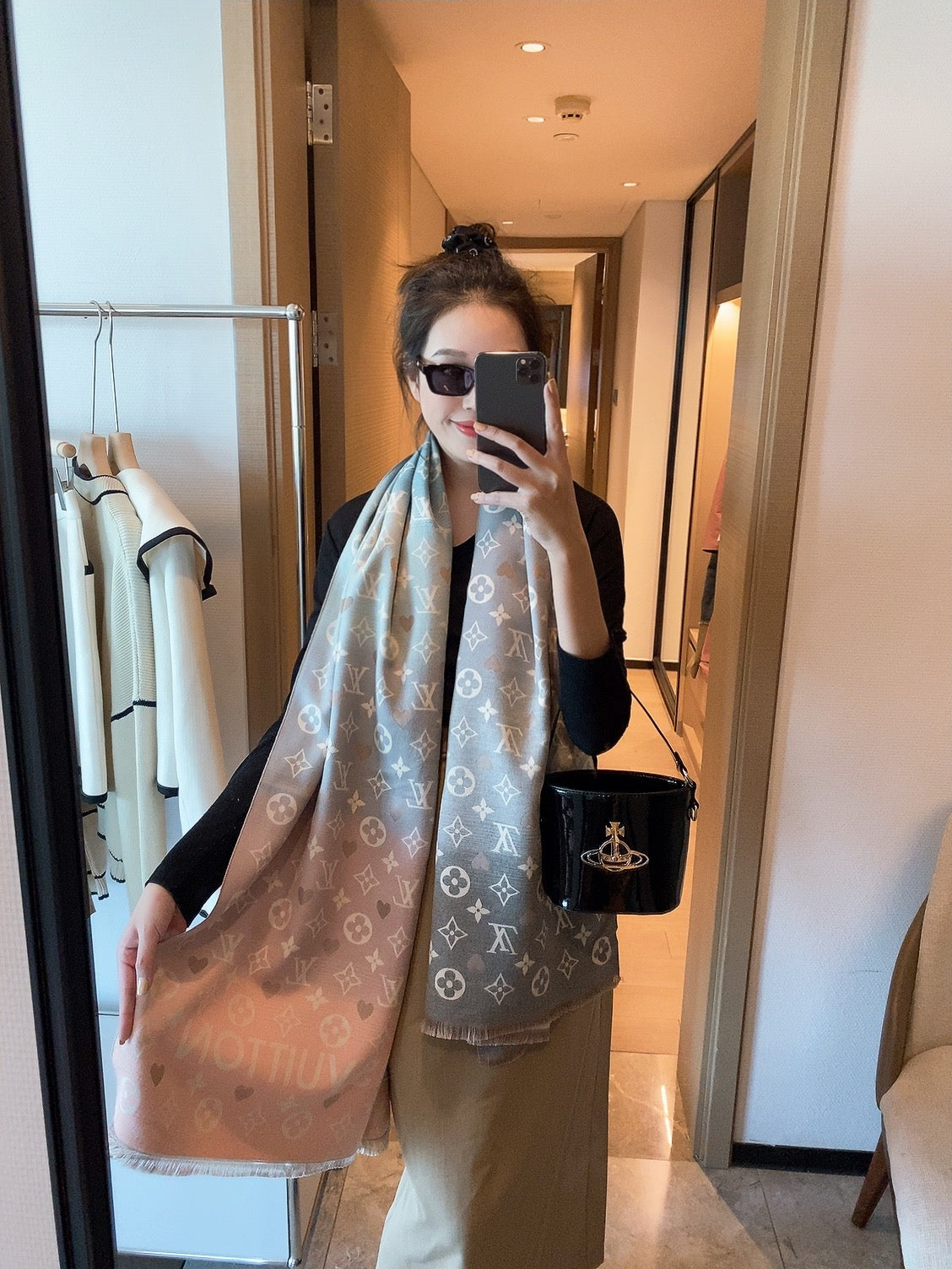 Gradient Heart Monogram Scarf Shawl mysite