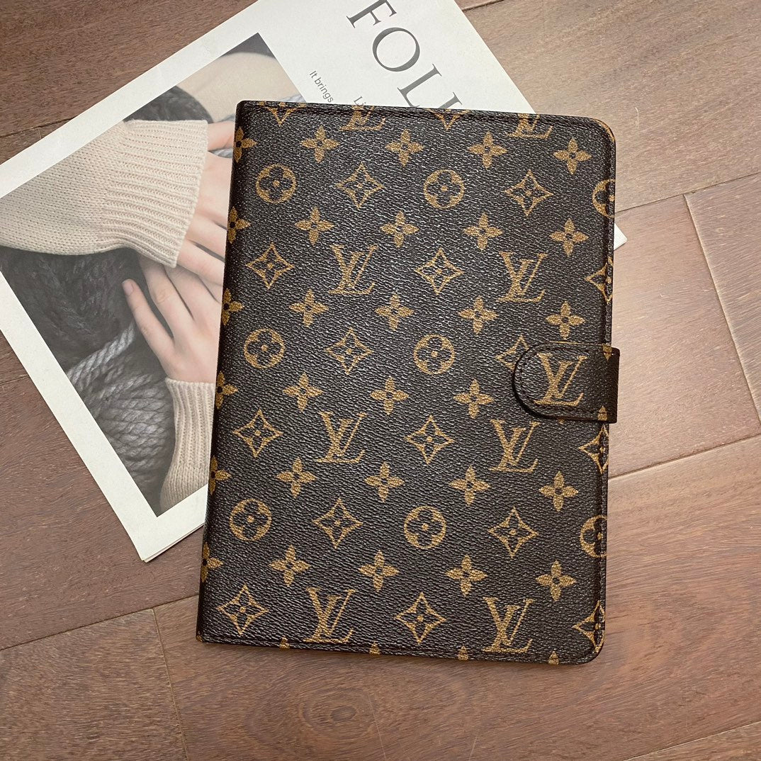 Luxury Canvas Monogram Leather Fresh Summer Theme Pattern Apple iPad case Black mysite