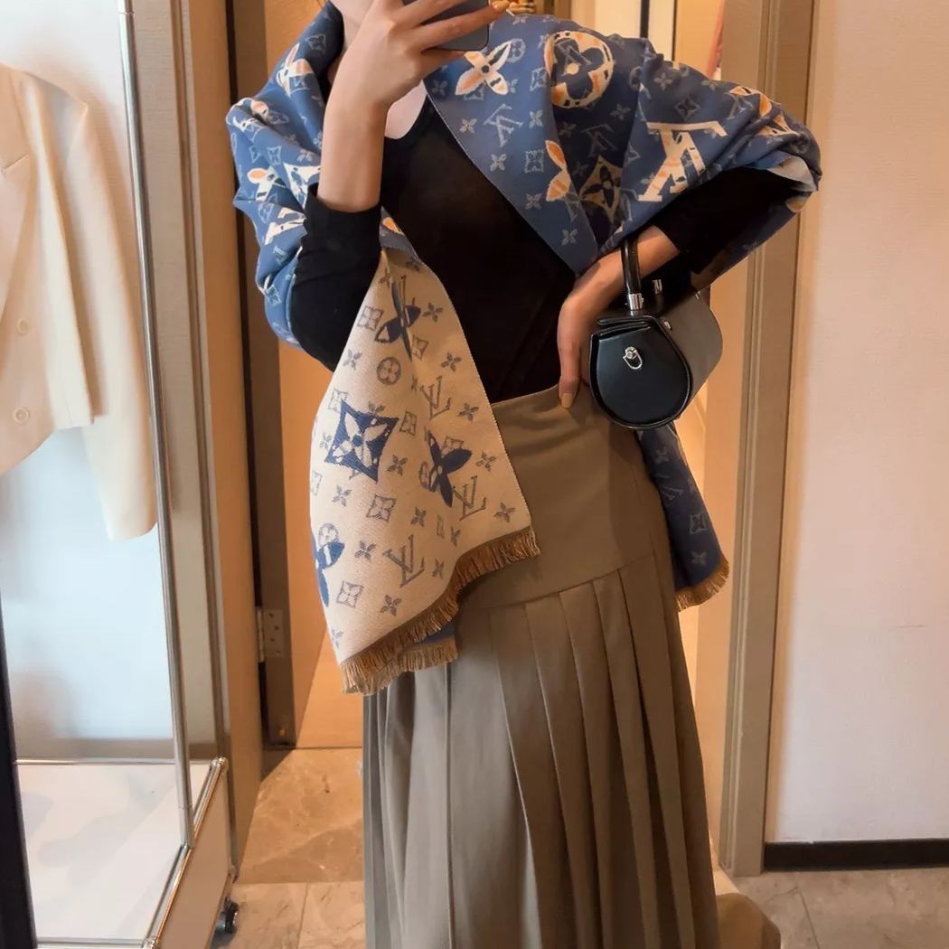 Two-Tone Monogram Jacquard Cashmere Scarf mysite