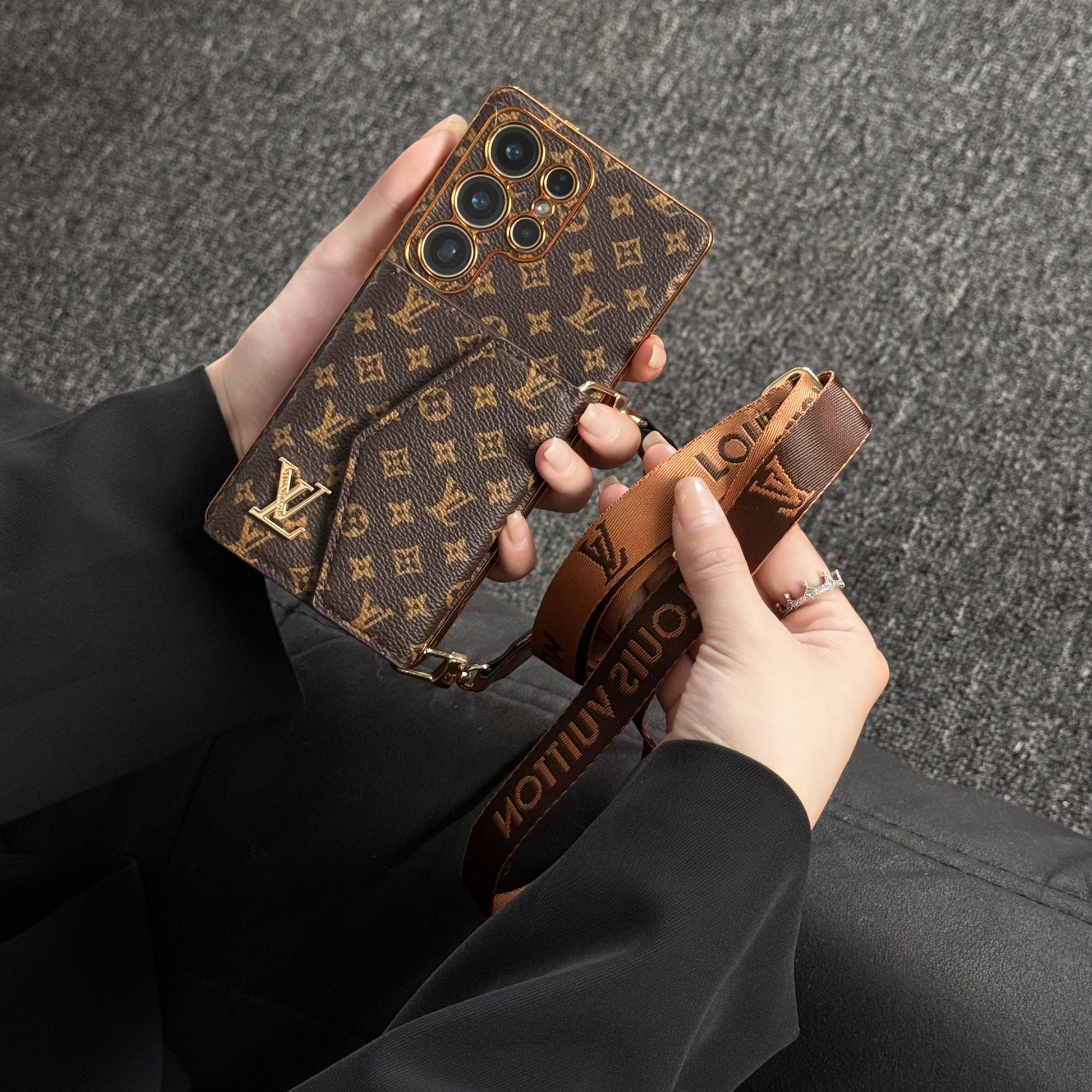 Advanced Leather Samsung Phone Case with Wallet and Strap. mysite