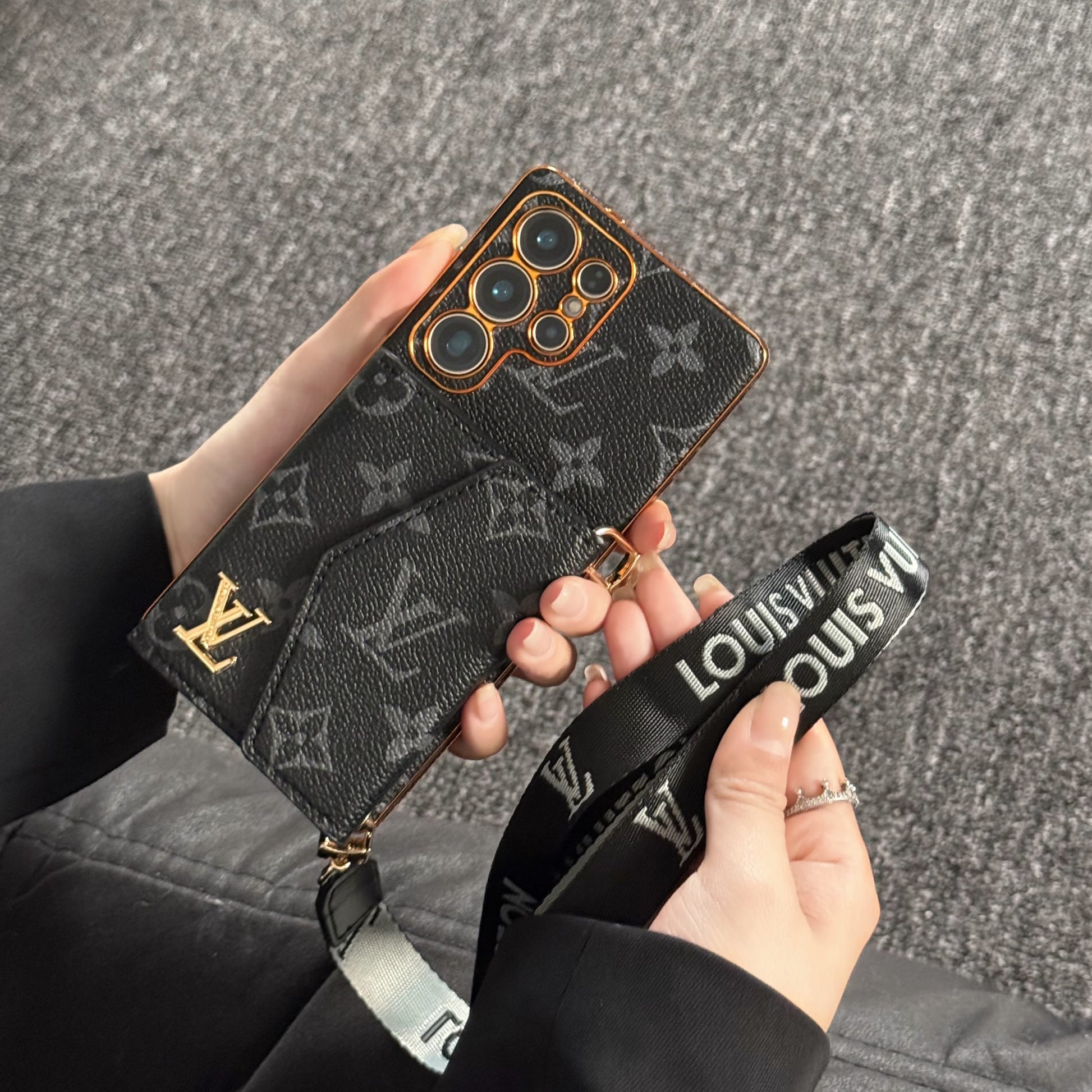 Advanced Leather Samsung Phone Case with Wallet and Strap. mysite
