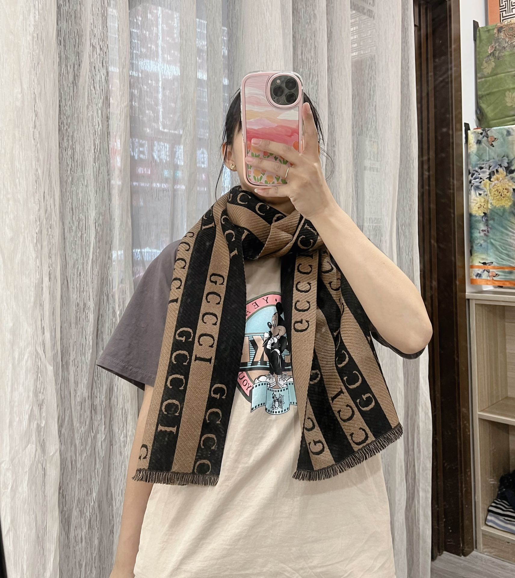 Striped Colorblock Jacquard Letter Scarf mysite