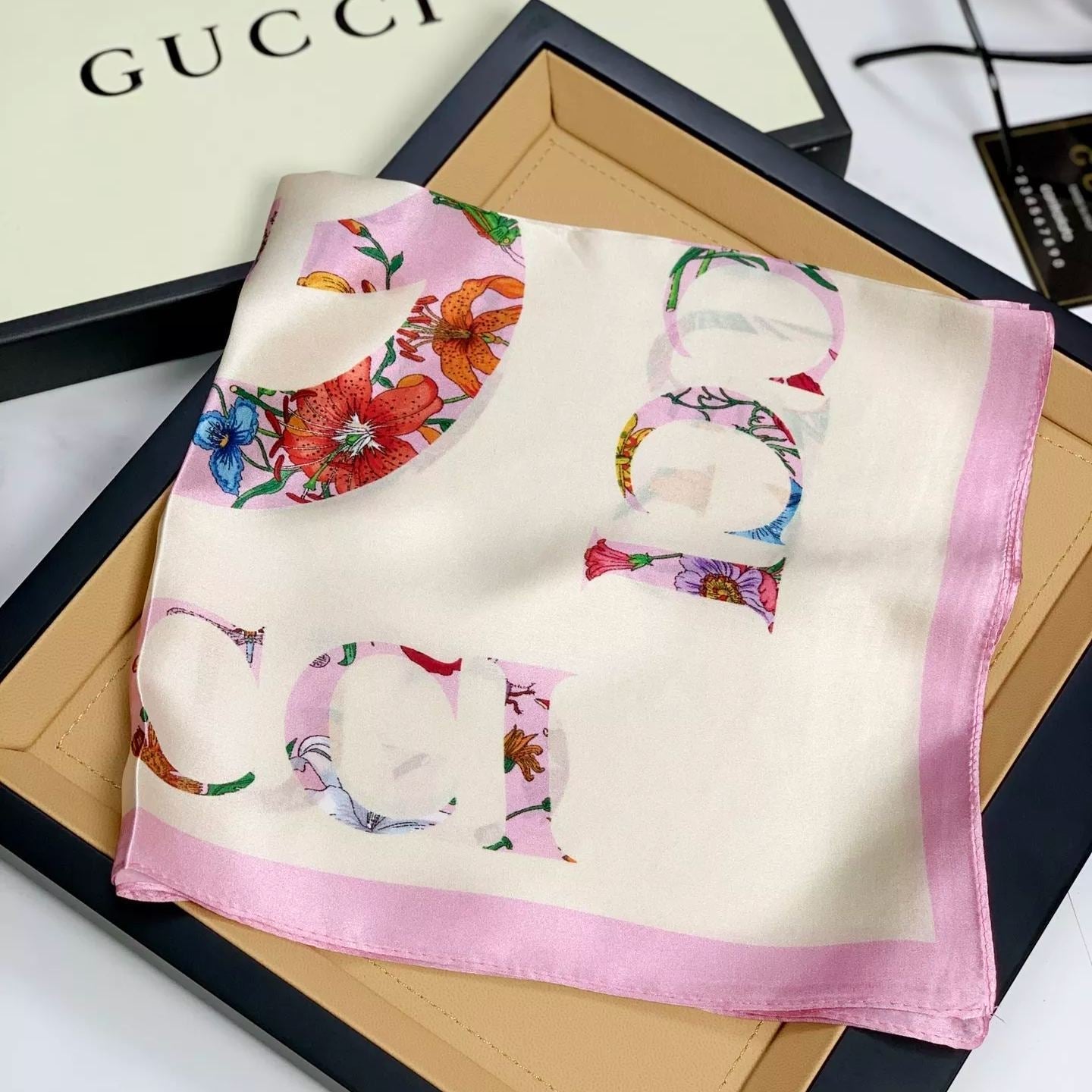 Floral Layered Logo Square Scarf mysite