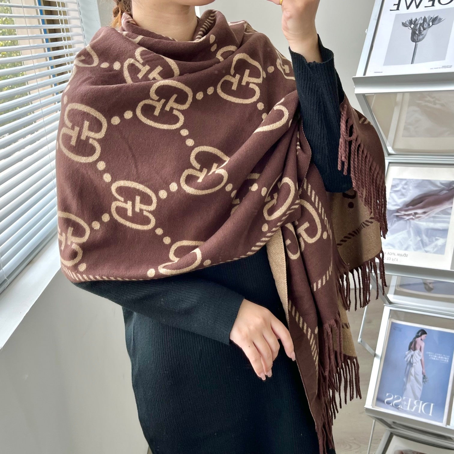 Classic Mink and Silver Fringe Scarf Shawl mysite