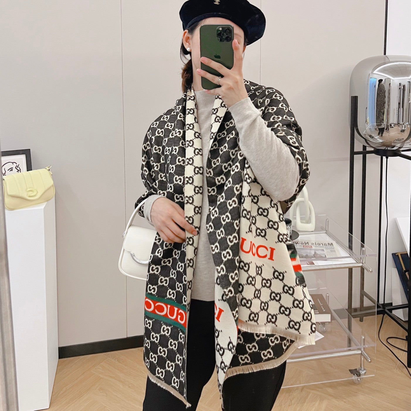 Classic Full Logo Jacquard Warm Scarf Shawl mysite