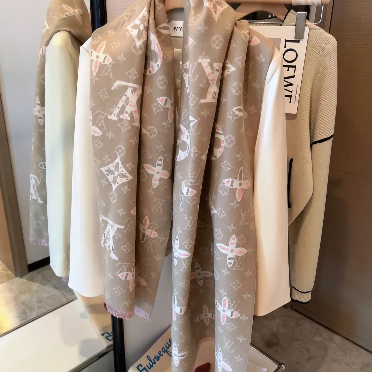 Two-Tone Monogram Jacquard Cashmere Scarf mysite