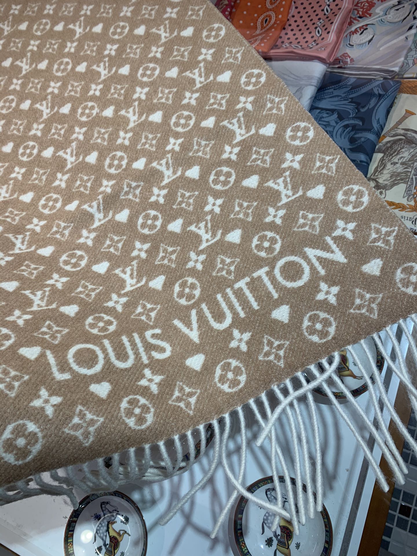 Love Monogram Element Fringed Scarf mysite
