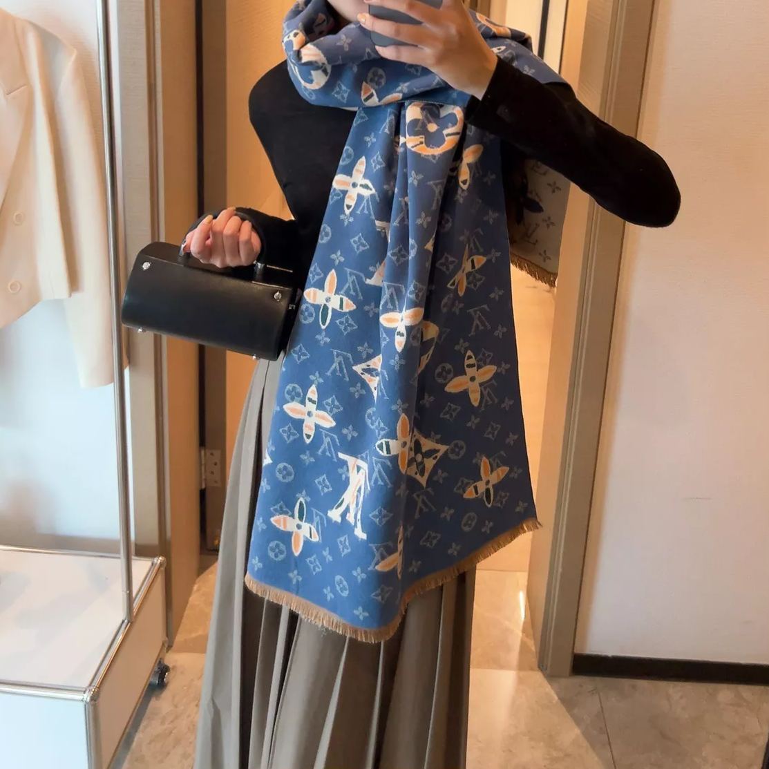 Two-Tone Monogram Jacquard Cashmere Scarf mysite